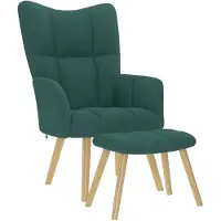 vidaXL Relaxsessel mit Hocker Dunkelgrün Stoff