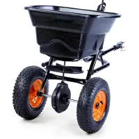 FUXTEC FX-GS36S Streuanhänger Saatgutstreuer Streubreite bis zu 3,65 m mit Anhängerkupplung 36kg Volumen
