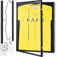 Vevor Trikot-Präsentationsrahmen 590x790x40mm abschließbare Schattenbox für Sporttrikots mit 98 % UV-Schutz PC-Glas und Kleiderbügeln für Baseball- Basketball- Football- Hockey-Trikots und -Uniformen