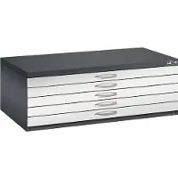 C+P Planschrank aus Stahl, für Formate bis DIN A1, 5 Schubladen, schwarzgrau/lichtgrau