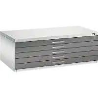 C+P Planschrank aus Stahl, für Formate bis DIN A1, 5 Schubladen, lichtgrau/lichtgrau