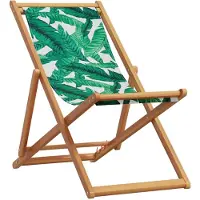 vidaXL Strandstuhl Klappbar Blattmuster Massivholz Eukalyptus Stoff