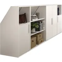 Vente-unique Schrank unter Dachschräge mit 4 Türen, 2 Regalböden & 2 Fächern - Weiß - ADEZIO