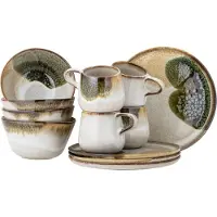 Bloomingville Jules Frühstücksset, grün, 12-teilig