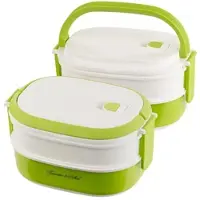Rosenstein & Söhne 2er-Set Lunchbox, 2 Etagen, Tragegriff, Clip-Deckel, 700 ml