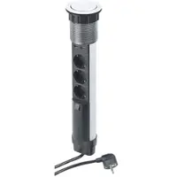 Revolt Versenkbare 3-fach-Tisch-Steckdosenleiste mit 2 USB-Ladeports, Ø 76 mm