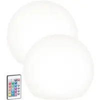 Lunartec 2er-Set Solar-LED-Leuchtkugel mit Fernbedienung, 60 Lumen,IP67, Ø30 cm