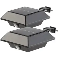 Autre 2er-Set Solar-LED-Dachrinnenleuchten mit PIR-Sensor, 160 lm, schwarz
