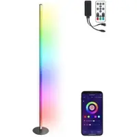 Luminea Home Control WLAN-Steh-/Eck-Leuchte, RGB-IC-LEDs, 12W, dimmbar, App, 155cm, schwarz