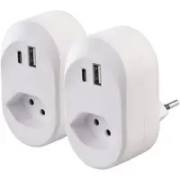 Revolt CH: 2er-Set 2in1-Steckdosen mit 230-V-Ausgang, USB-C & USB-A, 3,4 A