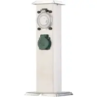 ROYAL GARDINEER 2-fach-Outdoor-Steckdosen-Säule mit Zeitschaltuhr, IP44, Edelstahl