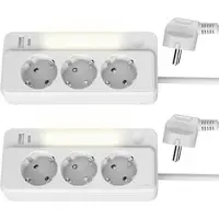 Revolt 2er-Set 3-fach Steckdosenleiste mit Multi-USB-Ladeport, 20W,Nachtlicht