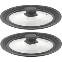 Rosenstein & Söhne 2er-Set Universal-Silikonrand-Glasdeckel für Ø 20 - 24 cm