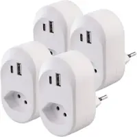 Revolt CH: 4er-Set 2in1-Steckdosen mit 230-V-Ausgang, USB-C & USB-A, 3,4 A