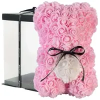 INFACTORY Rosenbär aus künstlichen Rosen, pink, mit Geschenkbox