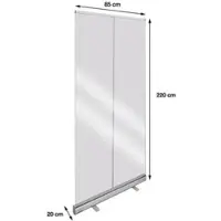 Eichner Mobile Roll-Up Hygieneschutzwand 85 x 20 x 220 cm grau, 85x220x20 cm