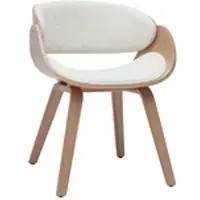 Miliboo Design-Stuhl aus weißem Stoff mit Bouclé-Wolleffekt und hellem Holz BENT