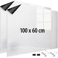 INFACTORY 2er-Set magnetische Whiteboard-Folien,100x60cm,selbstklebend,4 Marker