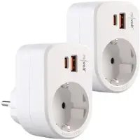 Revolt 2er-Set 3in1-Steckdose, USB-C PD 30 W, USB-A mit QC 3.0 30 W, 230 Volt