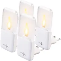 Lunartec 4er-Set LED-Kerzenflackern-Nachtlichter, Steckdose, Dämmerungssensor