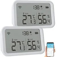 Luminea Home Control 2er-Set 3in1-WLAN-Sensoren: Temperatur, Luftfeuchtigkeit & Helligkeit
