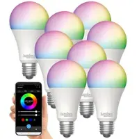 Luminea Home Control 8er-Set WLAN-LED-Lampen, E27, Matter-kompatibel, RGB, CCT, 806 Lumen