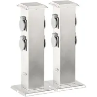 ROYAL GARDINEER 2er-Set 4-fach-Garten-Steckdosen mit Edelstahl-Gehäuse, max. 3.500 W