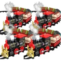Playtastic 4er-Set Batteriebetriebene Züge mit Dampf, Sound und Licht, 210 cm