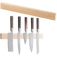 Rosenstein & Söhne Durchgehende Magnet-Messerleiste aus echtem Hevea-Holz, massiv, 45 cm
