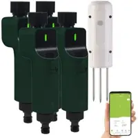 Luminea Home Control 4x ZigBee-Bewässerungscomputer + 1x Boden-Feuchte- & Temperatursensor