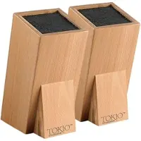 TokioKitchenWare 2er-Set Universal-Messerblöcke aus Holz mit Borsteneinsatz