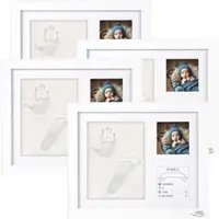 Your Design 4er-Set Gipsabdruck-Set, Baby-Hand & Fußabdruck, Holzrahmen, 28 x 23cm