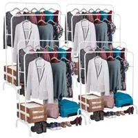 Carlo Milano 4er-Set Freistehende Doppel-Kleiderstange, 110 x 147 x 55 cm, weiß
