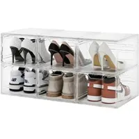 Carlo Milano 6er-Set Transparente Schuhbox, stapelbar, bis Größe 47, Magnetklappe