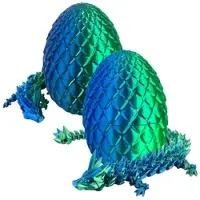 Playtastic 2er-Set 3D-gedruckte Dracheneier mit Drachenfigur, blau/grün, 28,5 cm