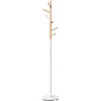 Beliani Kleiderständer Kiefernholz / Metall hellbraun / weiss 170 cm AUBUM