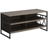 Beliani TV Möbel Holzoptik Spanplatte Pulverbeschichtetes Metall 56 x 120 x 51 cm Modern Elegant Praktisch Multifunktional Offene Fächern Wohnzimmer