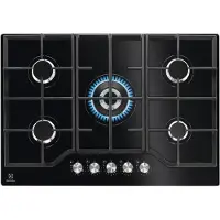 Electrolux KGG75362K, Schwarz, Integriert, 75 cm, Gaskochfeld, Glas, 5 Zone(n)
