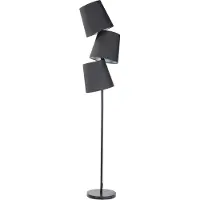 Beliani Stehlampe Schwarz Metall 164 cm 3-flammig Stoffschirme langes Kabel mit Schalter Retro Design