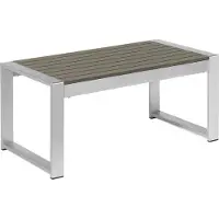 Beliani Gartentisch Dunkelgrau Aluminium Couchtisch 90 x 50 cm Terrasse Balkon Outdoor & Indoor Modern