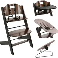 Novi 1-2 Grow Kinderstuhl – Ab Geburt bis 60 kg – Verstellbar – Newborn-Sitz & Essbrett – Walnut/Hazel Melange