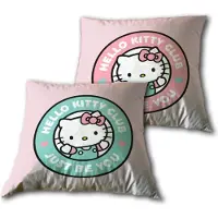 Unyqoos Hello Kitty Club Dekokissen 40x40 cm, Velours (100% Polyester), gefüllt – beidseitig unterschiedliches Muster