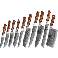 Xinzuo - Damast-Messerset 10-teilig - B13R Yu Serie - hergestellt aus 67-lagigem Damaststahl - Abmessungen Set: 40x13x5 cm