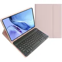 Mobigear Keys Samsung Galaxy Tab S9 FE Hülle QWERTY Bluetooth Tastatur Klapphülle + Stifthalter - Pink
