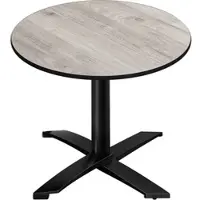 GGM Möbel CPTG | Bistro Tisch | Ø:H 60 x 76 cm | Eiche-Weiß / Aluminium Schwarz | Klappbar/ Zusatzgewicht