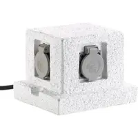 ROYAL GARDINEER 4-fach-Garten-Steckdose in Stein-Optik, Spritzwasserschutz IP44