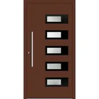 Haustuerenland.de Aluminium Haustür "CLARISSA" 60 mm RC2 flügelüberdeckend Mahagonibraun RAL 8016 beidseitig innen öffnend DIN links