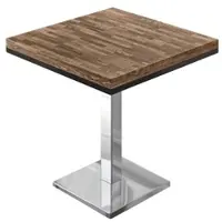 GGM Möbel MM | Bistro Massiv Tisch | Quadratisch | 60 x 60 x 77 cm | Walnuß / Edelstahl