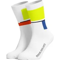 PIPPO Socken Mondrian Square weiß/blau/neon gelb - 40-42