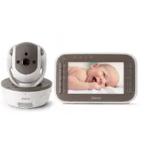 Alecto DVM200MBE - Babyphone mit Kamera und 4,3"-Farbdisplay, Weiß/Braun